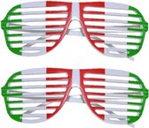2x stuks italie lamellen supporters bril voor volwassenen - Verkleed feestartikelen Italiaanse vlag