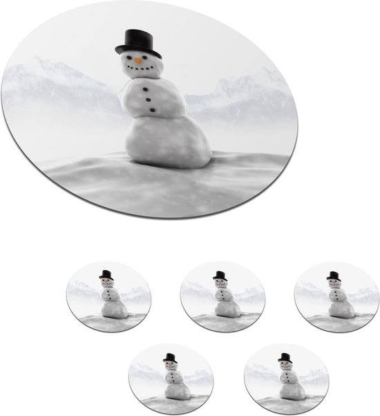Onderzetters voor glazen - Sneeuwpop in de sneeuw - 10x10 cm - 6 stuks | bol .com