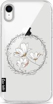 Casetastic Apple iPhone XR Hoesje - Softcover Hoesje met Design - Line Art Flower Print