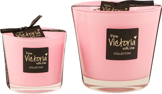 Victoria with Love - Kaars - Geurkaars - Glossy Pink - Small - Glas - Indoor
