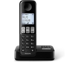 Philips D2551B/01- Draadloze DECT-telefoon met 1 handset met antwoordapparaat, 50 namen/nummers en nummerherkenning - Zwart