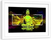 Foto in frame , Mediterende Boeddha , 120x80cm , Multikleur  , Premium print