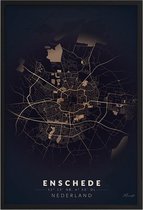 Poster Stad Enschede - A2 - 42 x 59,4 cm - Inclusief lijst (Zwart Aluminium)
