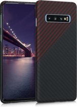 kalibri hoesje voor Samsung Galaxy S10 - aramidehoes voor smartphone - mat rood / mat zwart