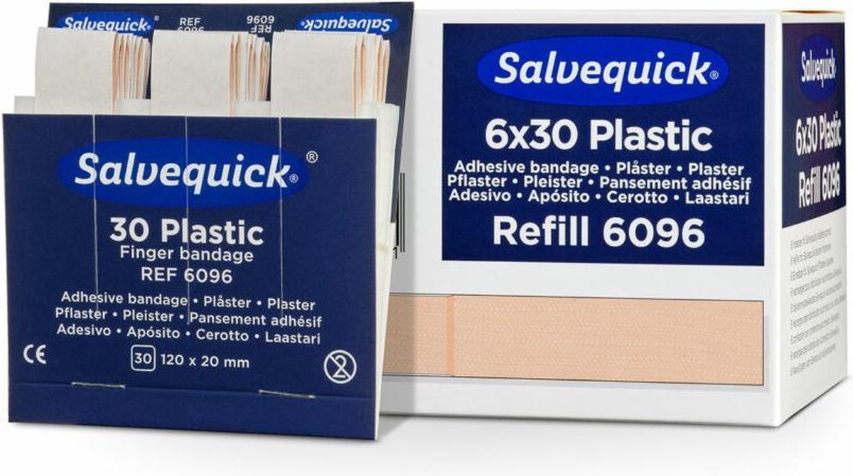 Goedkoopste Salvequick navulling lange plastic pleisters 120x20 mm - 6 pack