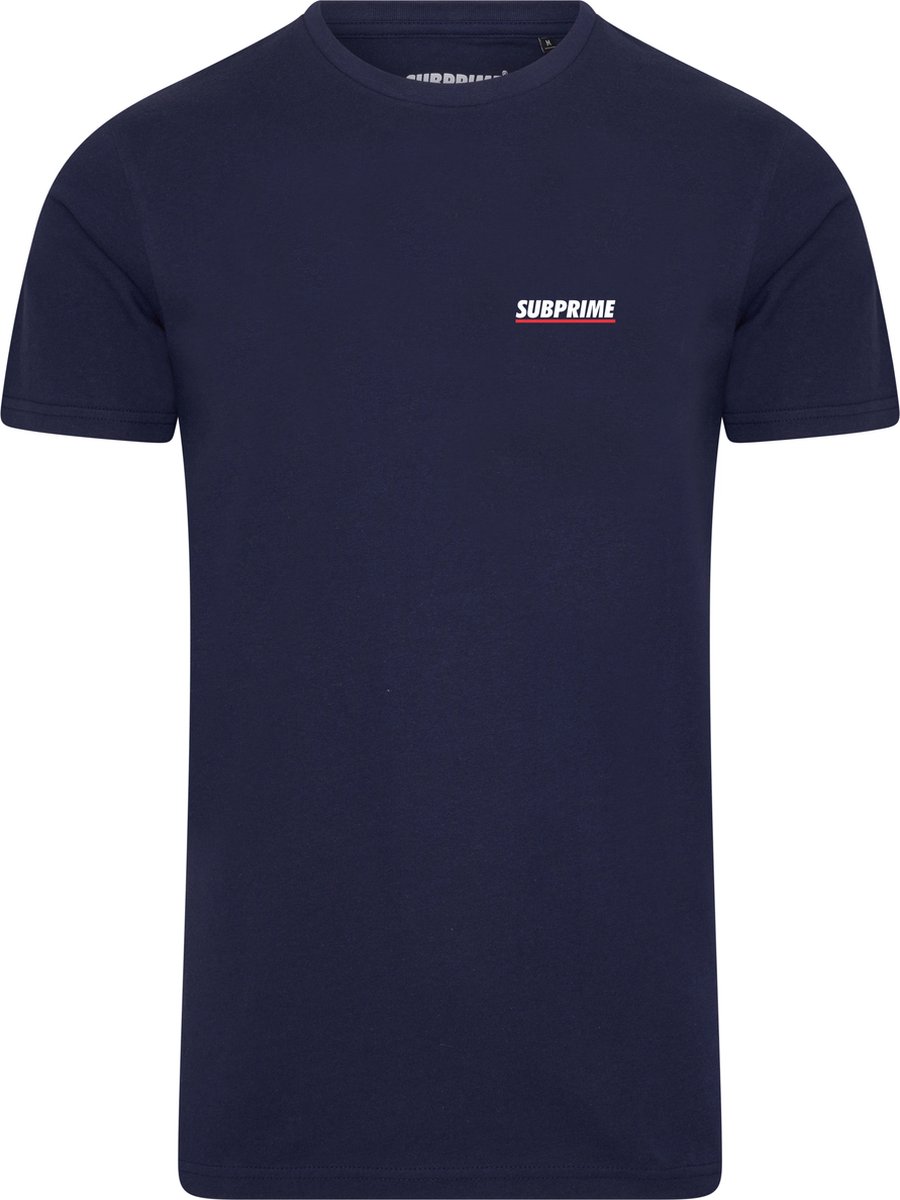 Subprime - Heren Tee SS Shirt Chest Logo Navy - Blauw - Maat L