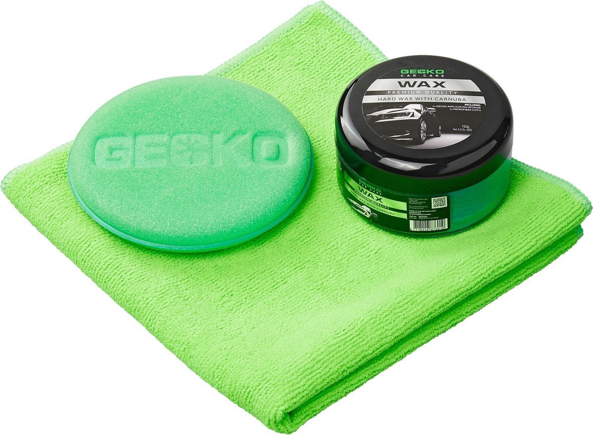 Gecko Harde wax 150 ml met microvezeldoek en spons