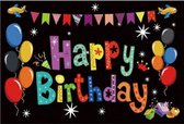Verjaardag - Versiering - Wanddoek - Banner van Polyester - 120cm (Breed) x 80cm (Hoog) - Happy Birthday - Universeel -