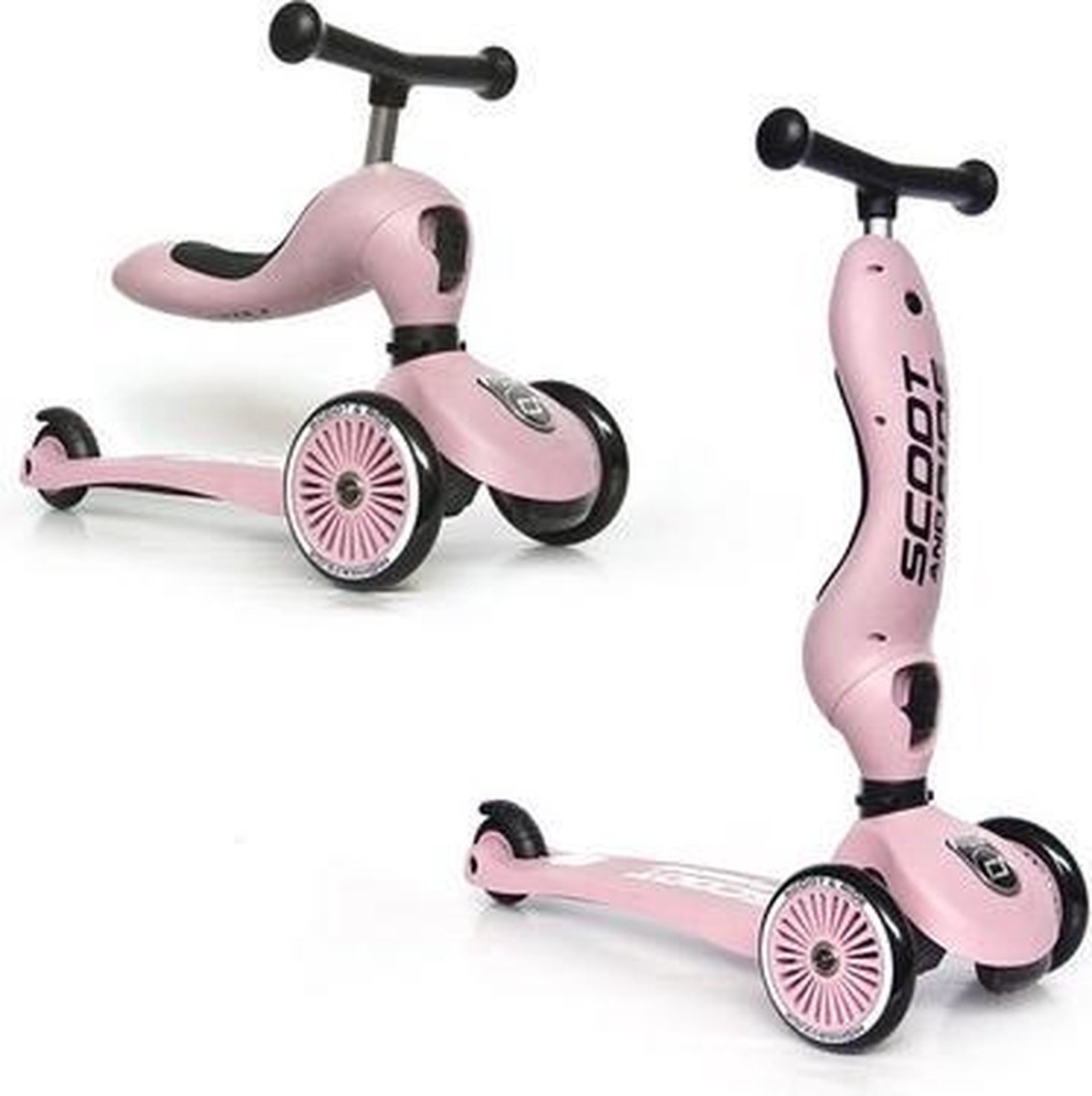 Scoot & Ride Highwaykick 1 – 2-in-1 Kinderstep – Loopfiets en Step in Één – Zonder Gereedschap Ombouwbaar – Veilig en Stabiel – Roze — afbeelding 13