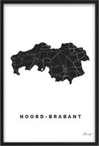 Poster Provincie Noord-Brabant - A4 - 21 x 30 cm - Inclusief lijst (Zwart Aluminium)