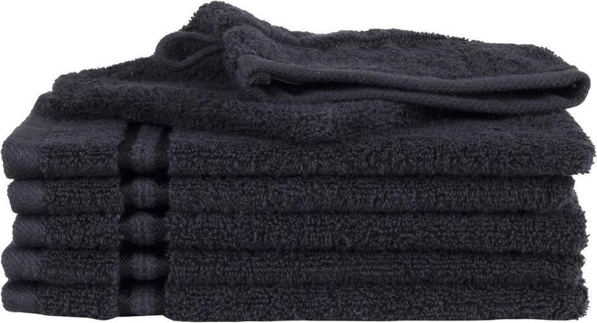 Homéé washandje Ruche zwart 16x24cm gekamde katoen 550g. m² 6 stuks