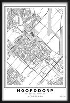 Poster Dorp Hoofddorp - A2 - 42 x 59,4 cm - Inclusief lijst (Zwart Aluminium)