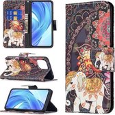 Voor Xiaomi Mi 11 Lite Gekleurd Tekenpatroon Horizontale Flip Lederen Case met Houder & Kaartsleuven & Portemonnee (Bloemen Olifant)