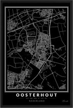 Poster Stad Oosterhout - A4 - 21 x 30 cm - Inclusief lijst (Zwart Aluminium)
