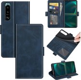 Sony Xperia 5 III hoesje - MobyDefend Luxe Wallet Book Case (Sluiting Zijkant) - Blauw - GSM Hoesje - Telefoonhoesje Geschikt Voor: Sony Xperia 5 III