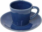 Costa Nova - servies - koffie kopje & schotel - Nova blauw - aardewerk - H 5,8 cm