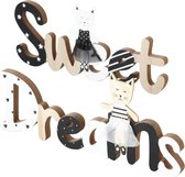 tekstbord kat sweet dreams kinderkamer staande letters set van 2 stuks