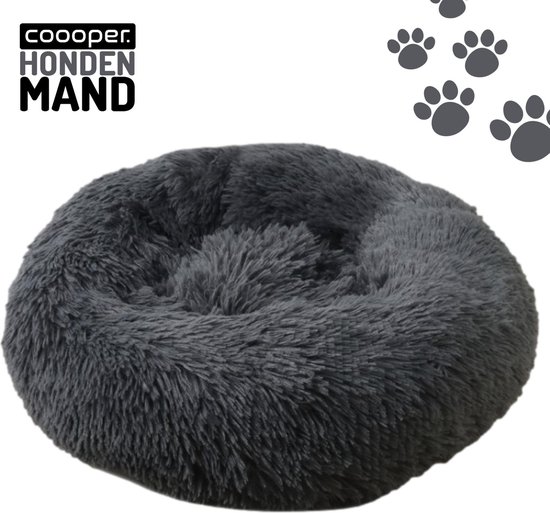 Coooper Donut Hondenmand- Fluffy Hondenmand - 100 cm - XXL – Donker grijs – Wasbaar – Pluche