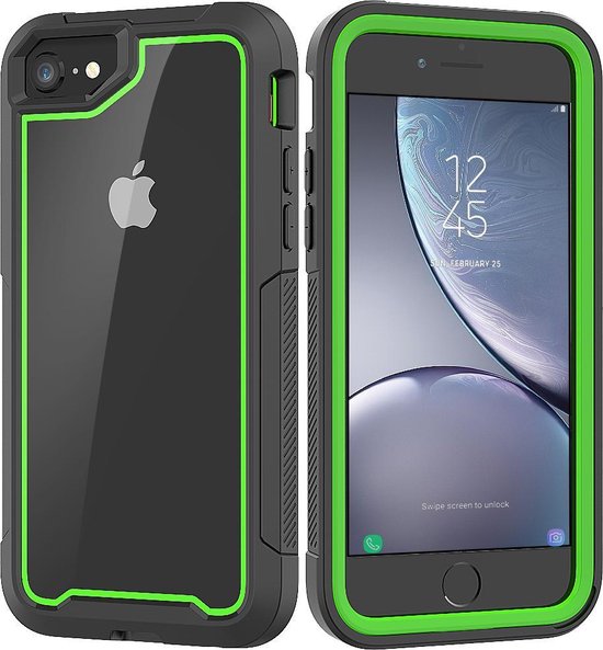 Apple iPhone SE 2020 Backcover - Zwart / Groen - Shockproof Armor - Hybrid - Drop Tested