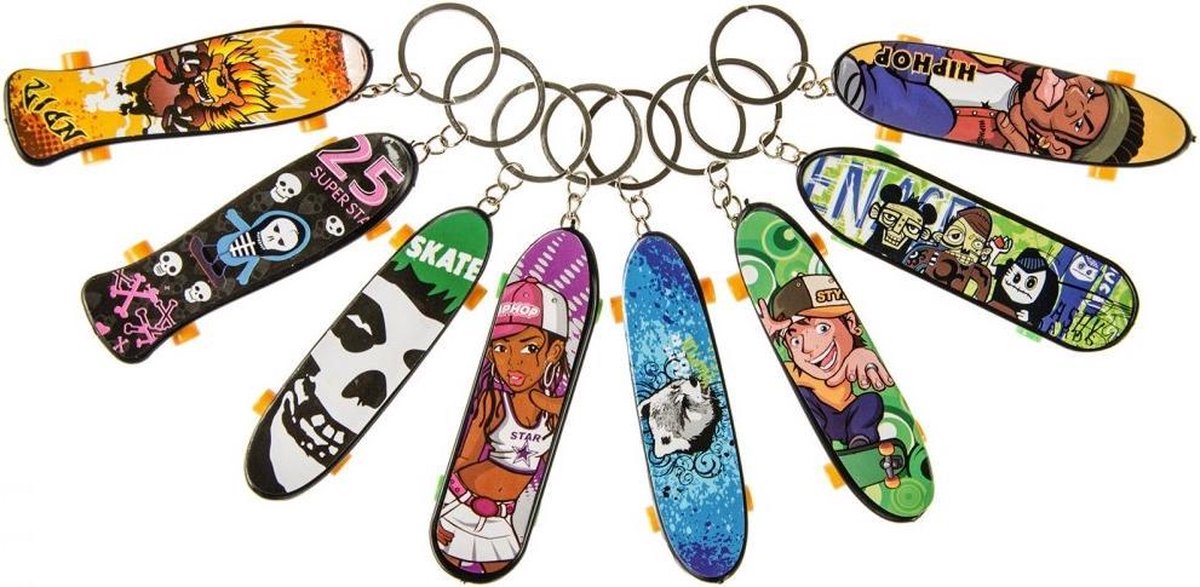 Sleutelhanger Skateboard - 12 stuks
