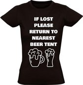 Festival verdwaald dronken Dames t-shirt | party | feest | kroeg | cafe | alcoholist | Zwart