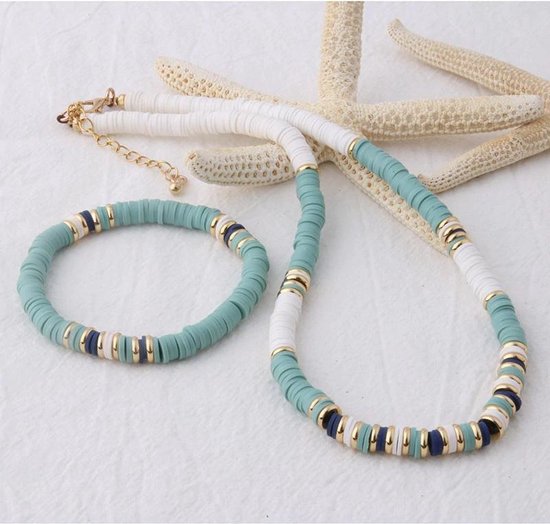 Sorprese - collier dames - bracelet dames - perles - Bleu clair-blanc -  Bohème - Boho - Z | bol.com