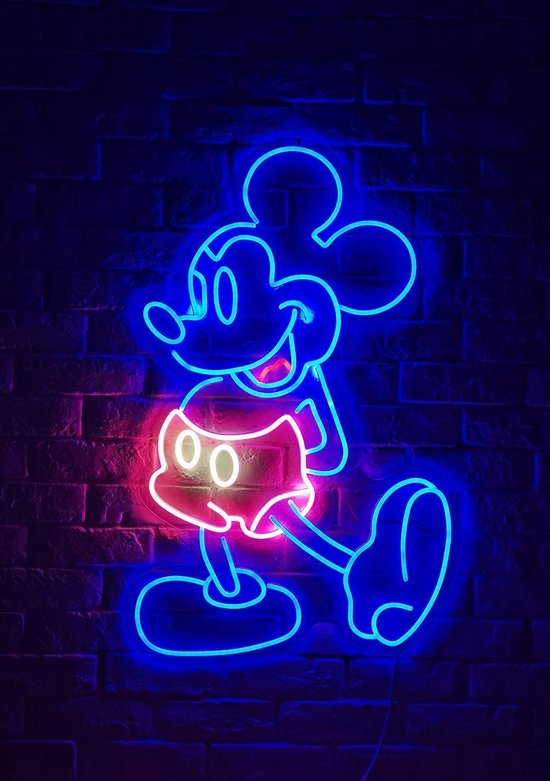 OHNO Neon Verlichting Mouse 1 - Neon Lamp - Wandlamp - Decoratie - Led - Verlichting - Lamp - Nachtlampje - Mancave - Neon Party - Kamer decoratie aesthetic - Wandecoratie woonkamer - Wandlamp binnen - Lampen - Neon - Led Verlichting - Blauw