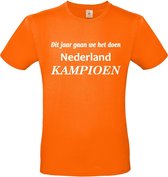 T-shirt met opdruk “Dit jaar gaan we het doen, Nederland kampioen” | EK 2021 |Oranje T-shirt met witte opdruk. | Herojodeals