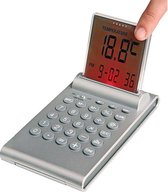 Multifunktionele alarm klok met push-up LCD display - Klok - Rechthoek - Kunststof - 14,5x8,5 cm - Zilver