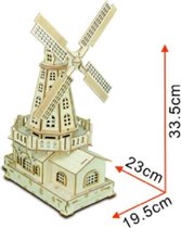 Houten modelbouwpakket - Dutch Windmill - Hollandse windmolen - 19.5 x 23 x 33.5 cm