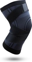 Inuk - Elastische Knieband Brace - Zwart - Maat M - verkrijgbaar in S/M/L/XL  - met straps voor maxmimale stevigheid