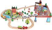 Houten treinspoor - Houten speelgoed set 88-delig met elektrische trein - Treinspeelgoed