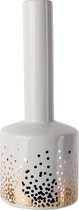 Vaas - Flesvaas - Fles Vaas - Bloempot -Goud Wit - 9,6x9,6xh25,3cm - Keramiek