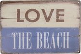 Clayre & Eef Tekstbord 20*30 cm Meerkleurig Metaal Rechthoek Love The Beach Wandbord Quote Bord Spreuk