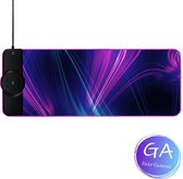 GA Gaming Accessoires QWERTY Muismat XXL met RGB Licht - Muismat Draadloos Opladen - Anti Slip op groot Oppervlak - USB