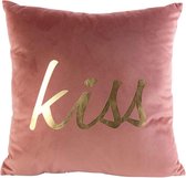 Sierkussen - Kussen - Kiss Roze - 40x40xh10cm - Fluweel