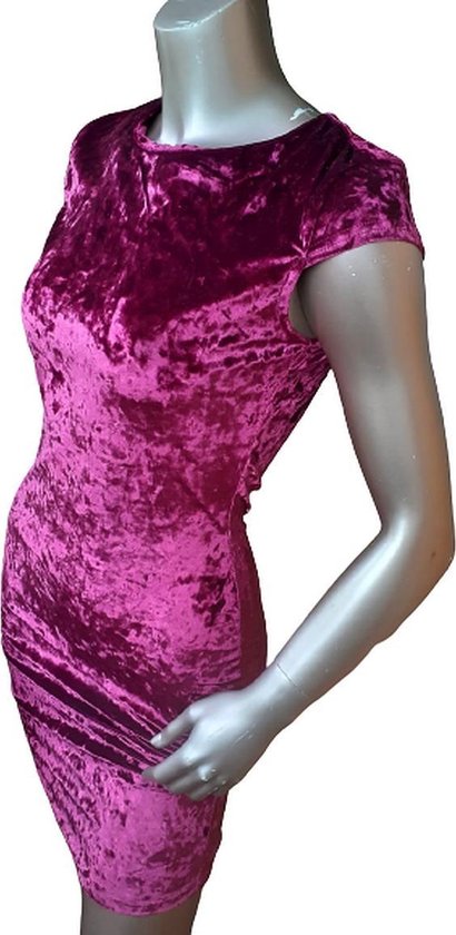 jurken-Dames- galajurkje- fluweel uiterlijk- strak passend-korte mouw-  ronde hals-... | bol.com
