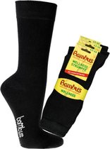 "Bamboe wellness sokken" EXTRA STERK - Unisex - Zwart - 3 paar - Maat 39/42