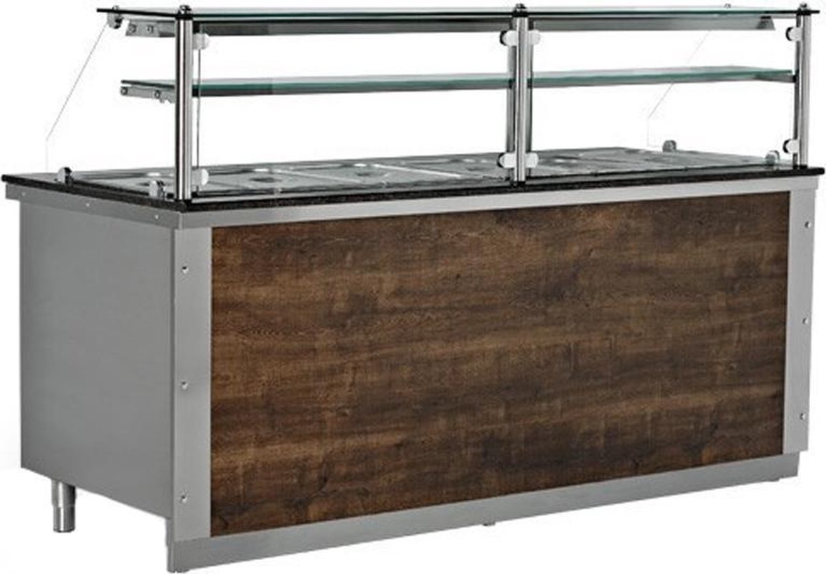 Warmhoudvitrine 1,80 m - 5 x GN 1/1 - zwart graniet | GGM Gastro