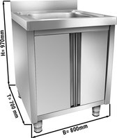 Spoelkast 0,8 m - 1 spoelbak L 50 x B 50 x D 30 cm | GGM Gastro