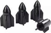 TT-products ventieldoppen Black Rockets aluminium 4 stuks zwart