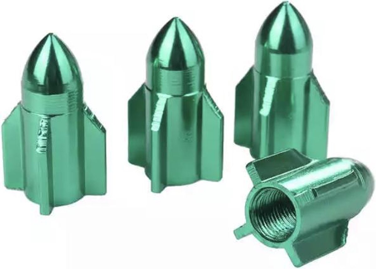 TT-products ventieldoppen Green Rockets aluminium 4 stuks Groen