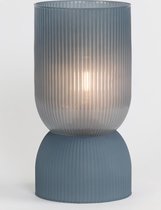 L&L - Tafellamp LED - Glas - grijsblauw - H 28 cm x D 14 cm