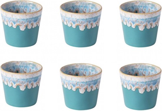 Costa Nova - servies - lungo kop - Grespresso Turquoise - aardewerk - set van 6 - H 7,5 cm by Supervintage