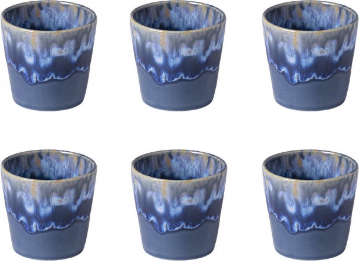 Costa Nova - servies - lungo kop - Grespresso Blauw - aardewerk - set van 6 - H 7,5 cm