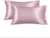 Satijnen -Slik Kussenslopen- Anti Allergeen -  Set van 2 - 60x70cm  -Roze