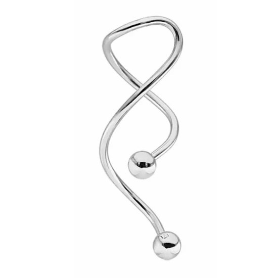 IndusTrial Barbell Piercing oorbel twistnaveloor38 mmzilverkleur