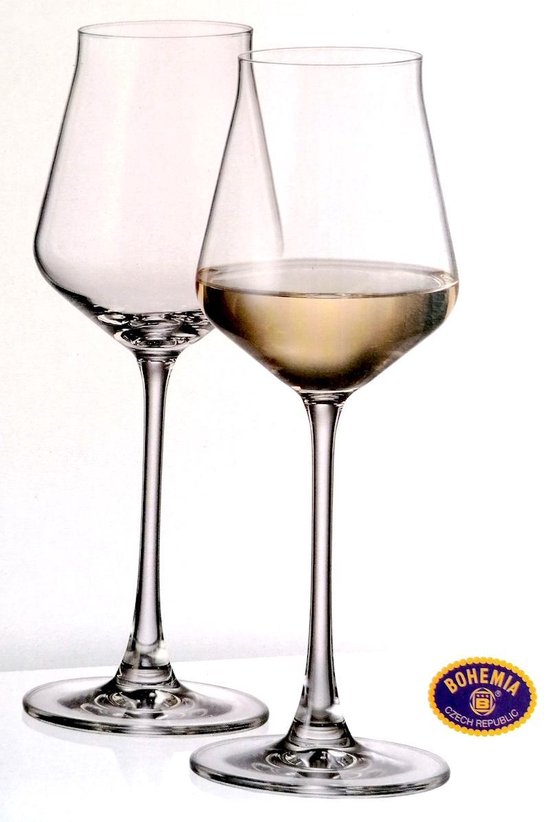 leugenaar gips rommel Sierlijke kleine witte wijnglazen Alca - Bohemia Crystal wijnglas - set 2  stuks | bol.com