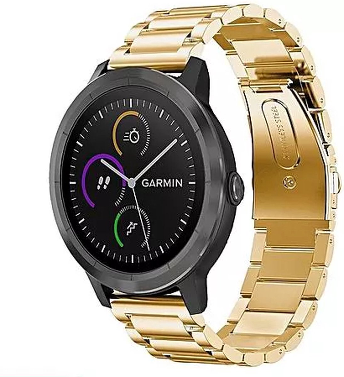 Geschikt voor Garmin Vivoactive 3 stalen bandje - goud - 42mm