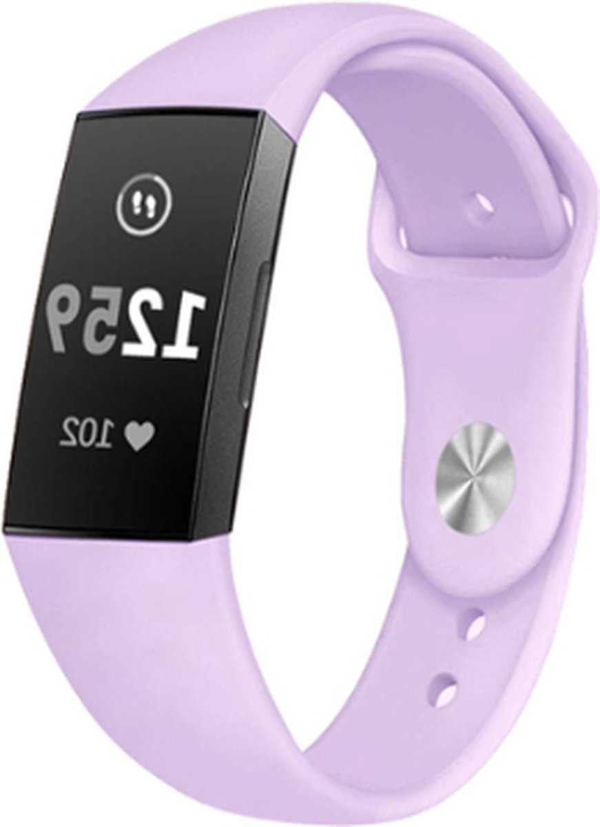geschikt voor Fitbit geschikt voor Fitbit Charge 4 sport band - lavendel - Maat S